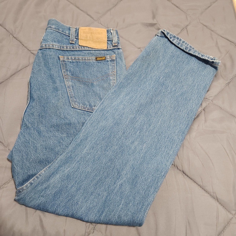 Vintage Roebucks Jeans Men's 38x32 High Rise Straight Leg USA 100% Cotton‎ Denim